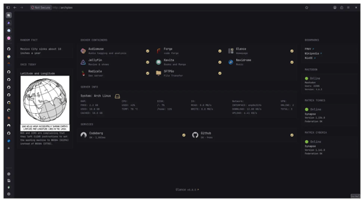 A firefox browser showing the home page setup for my server. The page is a glance homepage